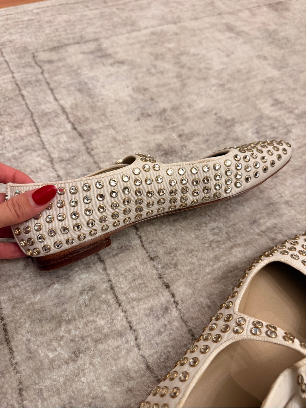 Sam Edelman Ivory Rhinestone Mary Jane Flats - Picture 8 of 10
